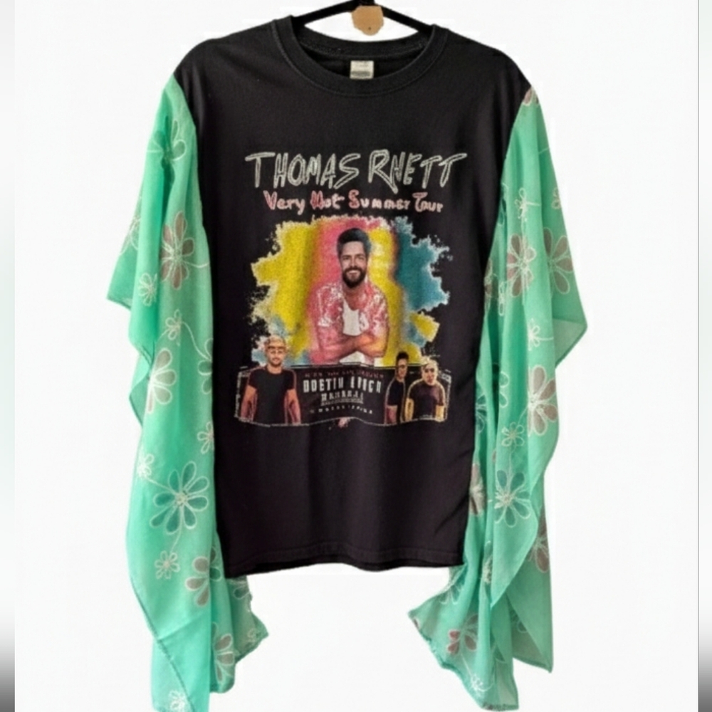 THOMAS RHETT Poncho Scarf T-shirt Hand Crafted Upcycled